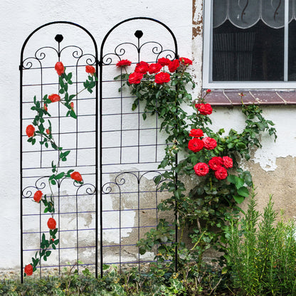 4 Pack Metal Garden Trellis For Climbing Plants Outdoor Rustproof Plant Support Rose Trellis Netting Trellis - Black