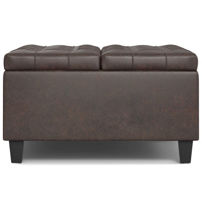 Harrison - Small Square Coffee Table Storage Ottoman - Distressed Brown