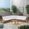 Hillcrest - V Shaped 4 Piece Sof Set With Coffee Table Cushions, Sandblast Finish - White