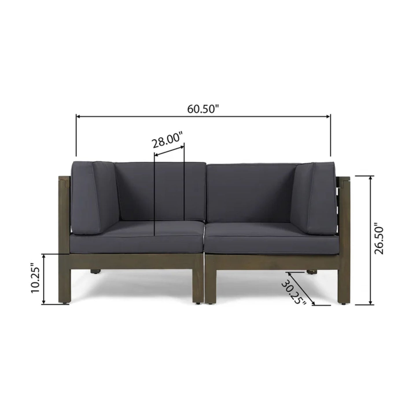 Oana - 2 Piece Loveseat Set With Water Resistant Cushions - Dark Gray