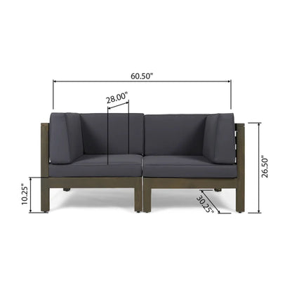 Oana - 2 Piece Loveseat Set With Water Resistant Cushions - Dark Gray
