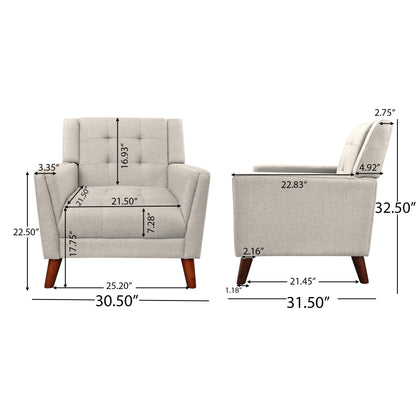 Luminaesque - Fabric Upholstered Armchair With Tufted Back - Beige