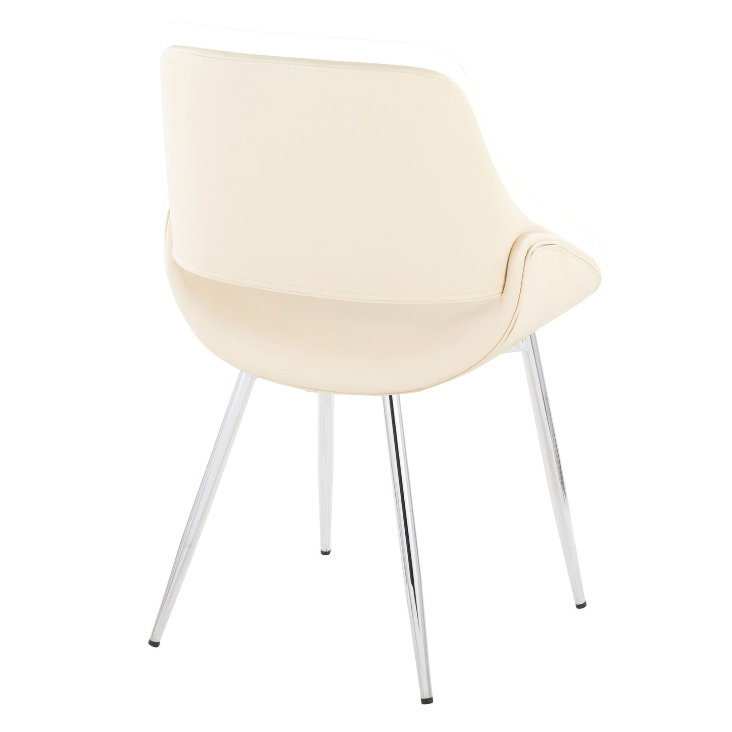 Fabrico - Mid-Century Modern Accent Dining Chair (Set of 2) - Chrome / Cream