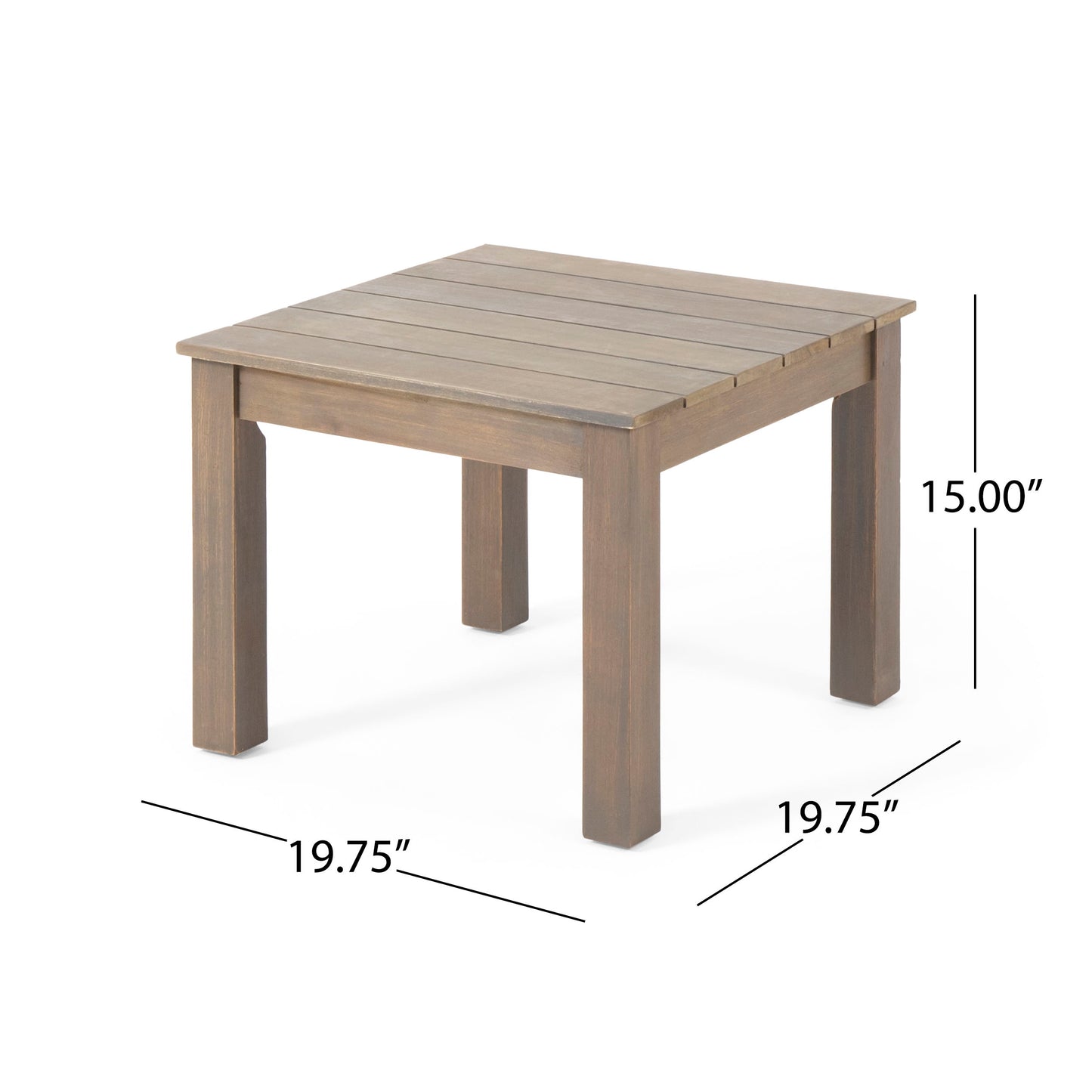 Halcyon - Outdoor Side Table With Slat Design And Acacia Wood Frame - Gray