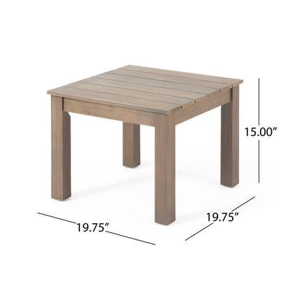 Halcyon - Outdoor Side Table With Slat Design And Acacia Wood Frame - Gray