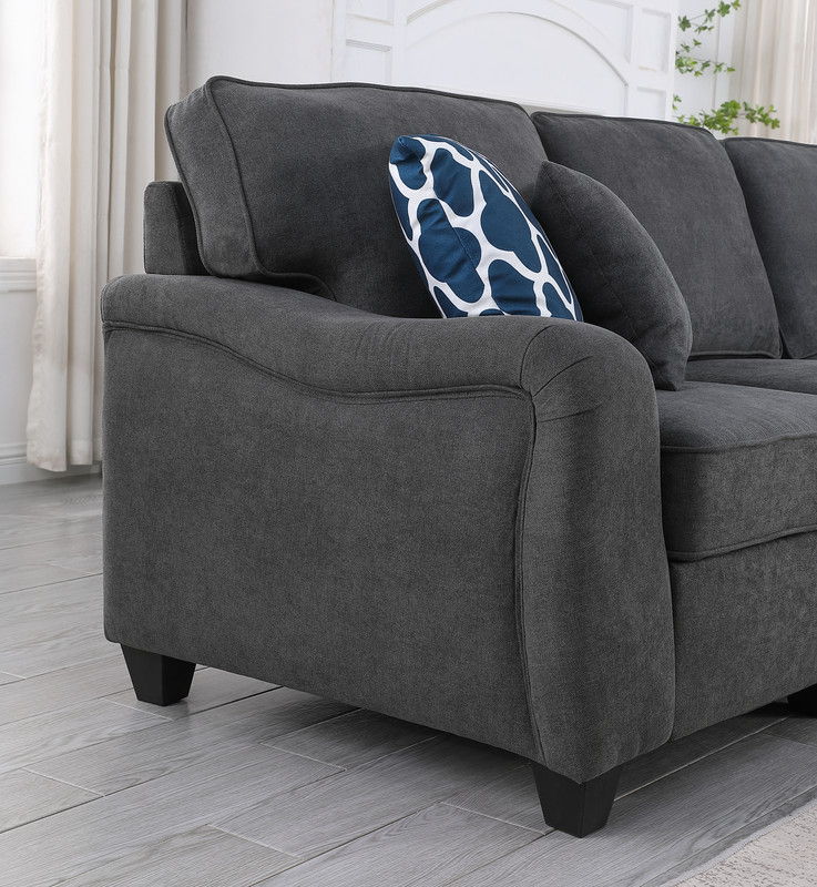 Leo - Woven 8 Piece Modular L-Shape Sectional Sofa And Ottoman - Dark Gray