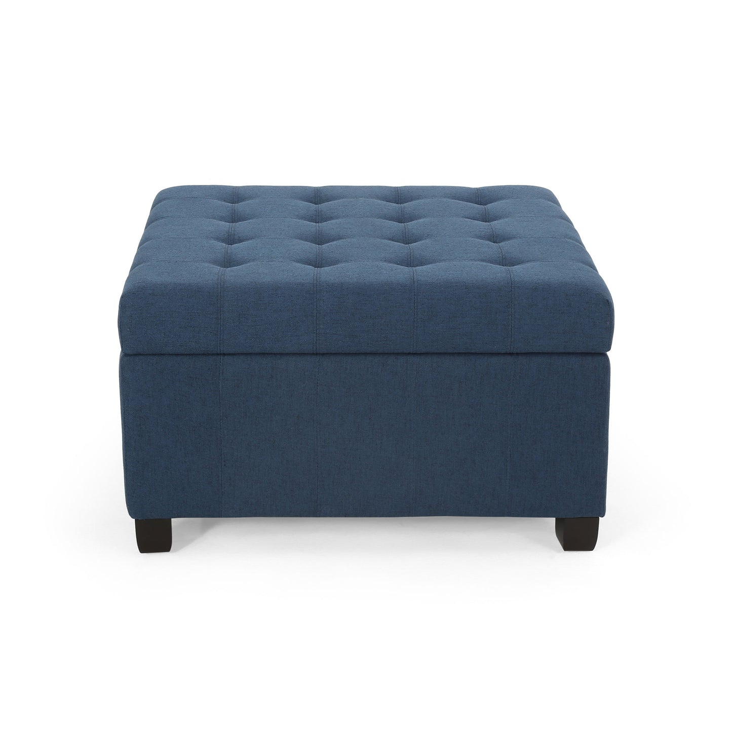 Isabella - Elegant Ottoman With Storage Functionality - Navy Blue Fabric