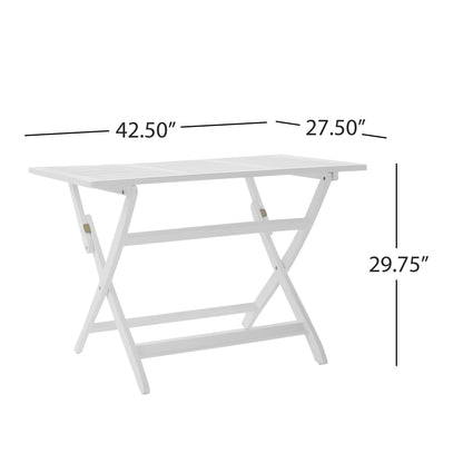 Blissique - Outdoor Foldable Wood Dining Table With Slat Design - White