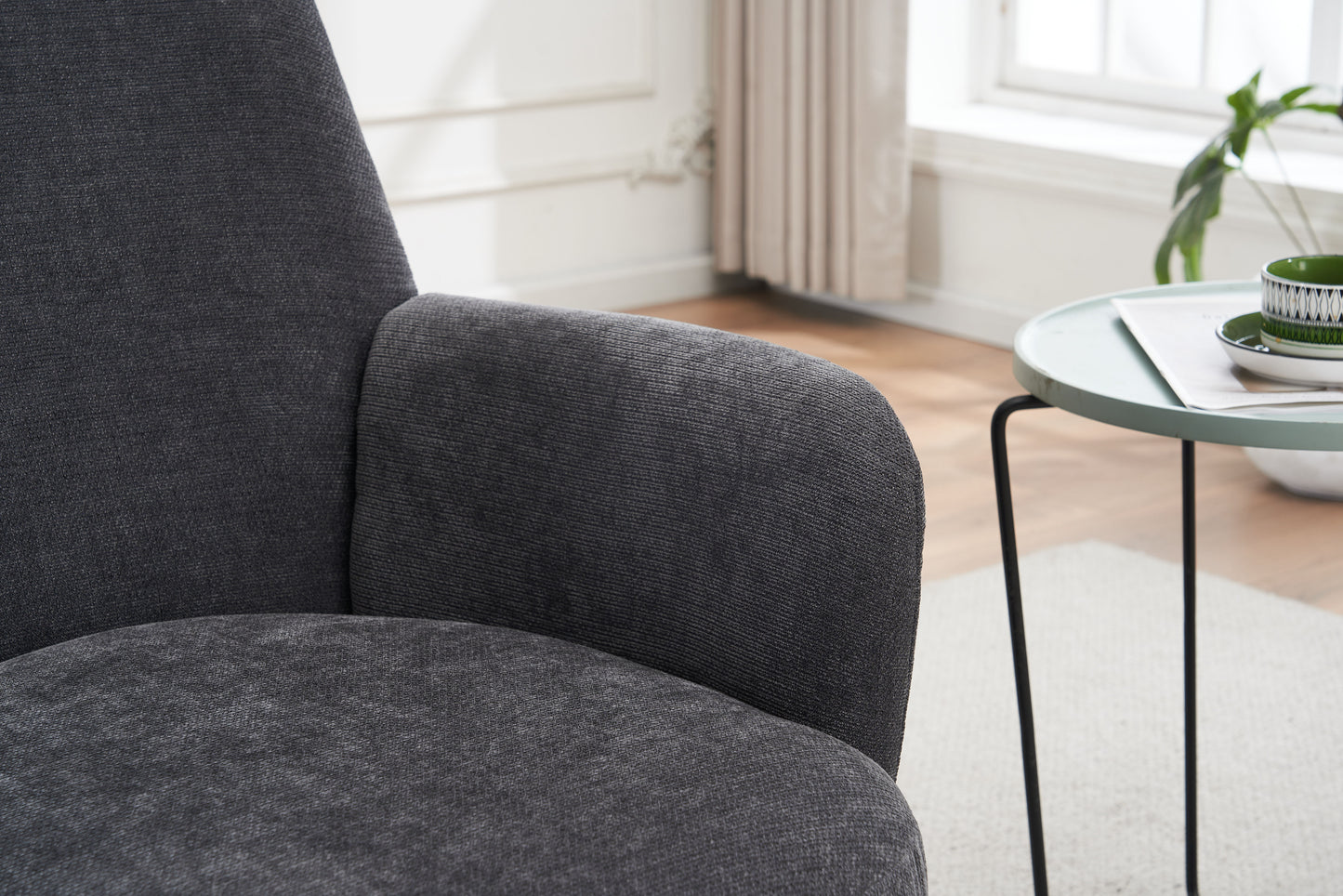 Swivel Barrel Chair, Swivel Accent Chairs Armchair For Living Room, Reading Chairs For Bedroom Comfy, Round Barrel Chairs With Gold Stainless Steel Base - Dark Gray