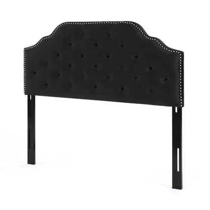 Charismatic - Queen & Full Size Headboard With Button Tufting And Nailhead Trim - Black