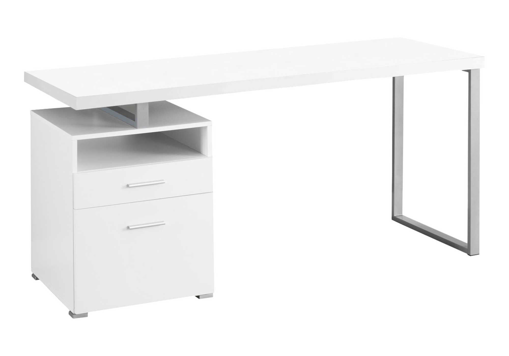 Computer Desk For Home Office, Laptop, Left, Right Set - Up, Storage Drawers, Contemporary Convenient Design - White