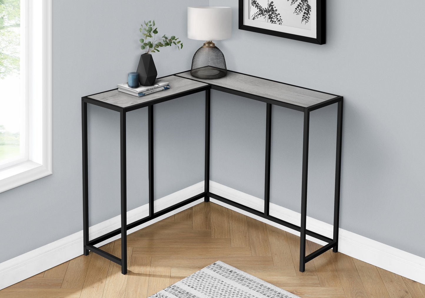 Corner Accent Console Table For Entryway, Contemporary Stylish - Gray