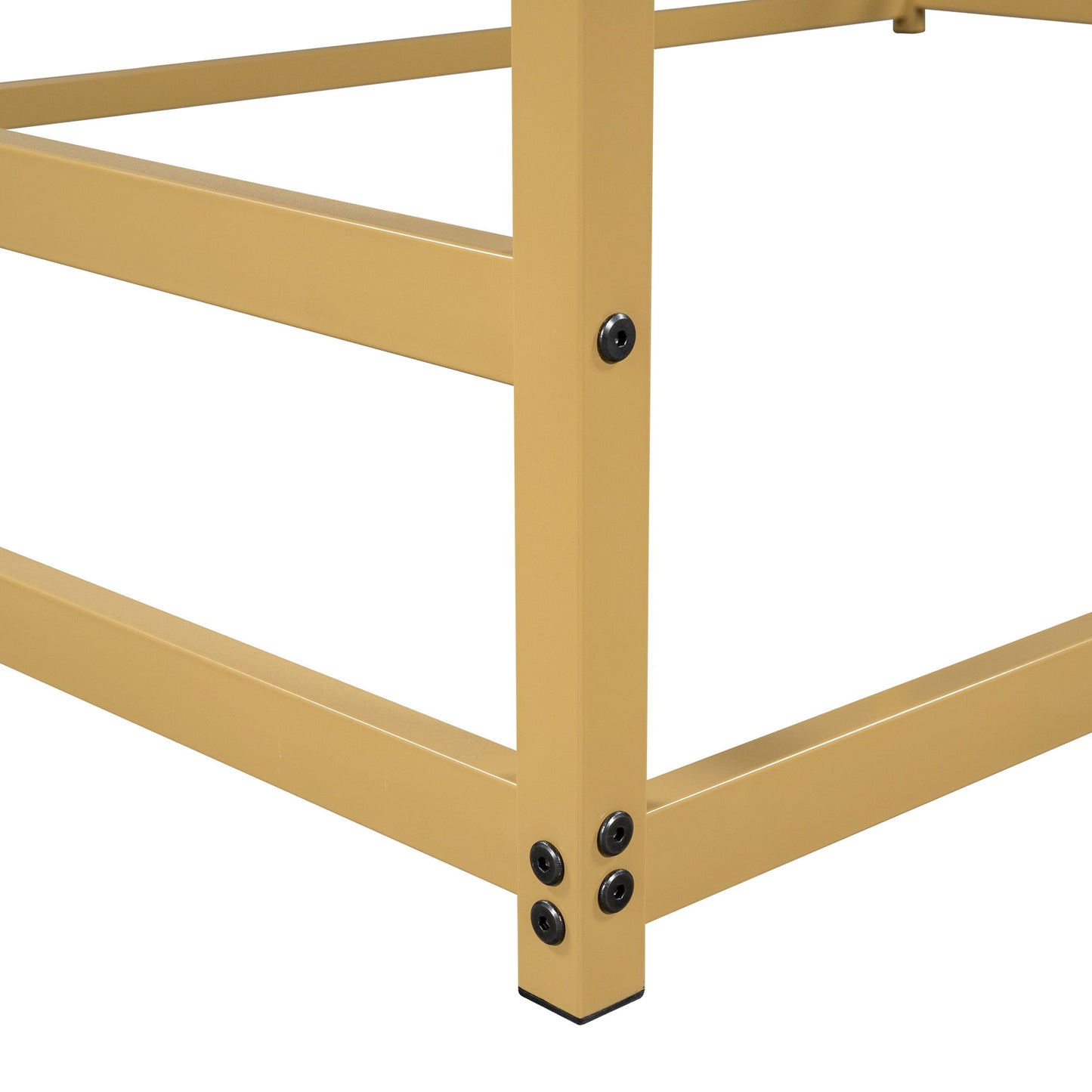 Queen Metal House Shape Platform Bed - Gold