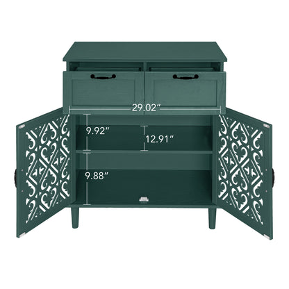 2 Door 2 Drawer Cabinet, American Furniture, Suitable For Bedroom, Living Room, Study - Dark Green
