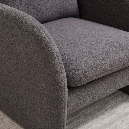 Modern Sherpa Upholstered Accent Chair, Comfortable Living Room Armchair, Lounge Chair For Bedroom, And Office - Gray