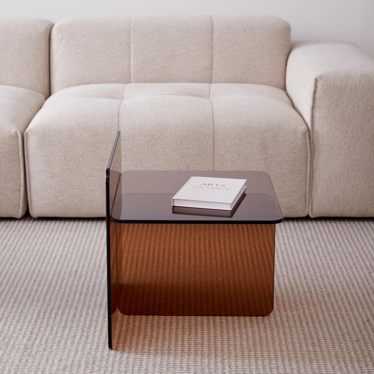 Tempered Brown Glass Sidetable, Small Tea Table Night Stand Tempered Glass Sofa Table - Brown