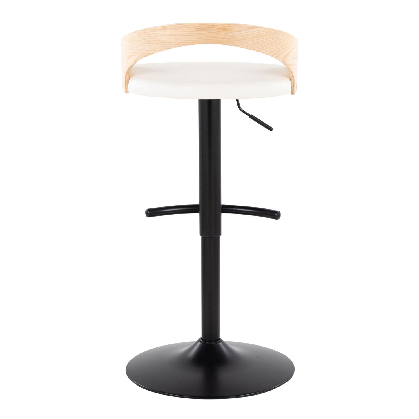 Grotto - Contemporary Adjustable Barstool With Swivel With Rounded T Footrest (Set of 2) - Black / Natural / White