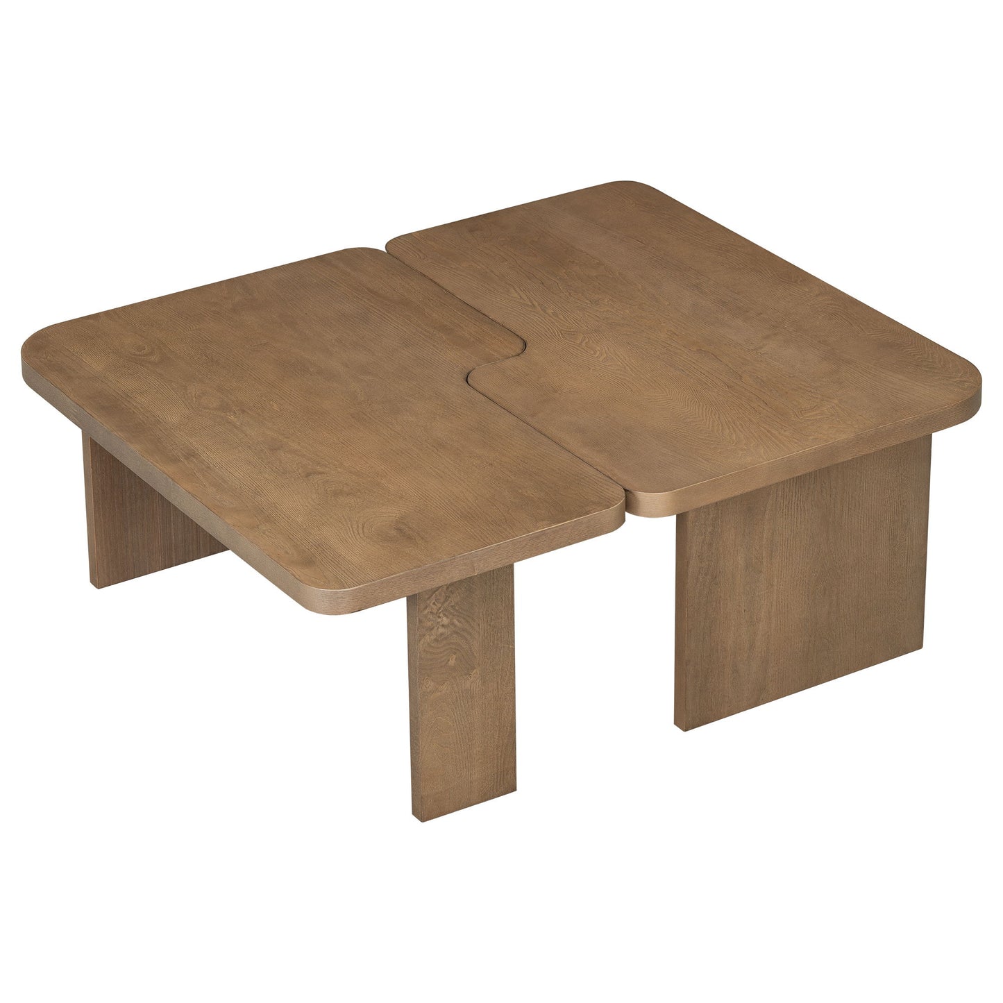 Modern Minimalist Coffee Table Set, Rectangle Coffee Table With Splicing Design, Multifunctional Combination Table For Living Room - Natural