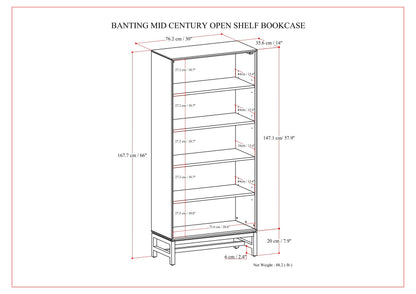 Banting - Mid Century Open Shelf Bookcase - Walnut Brown