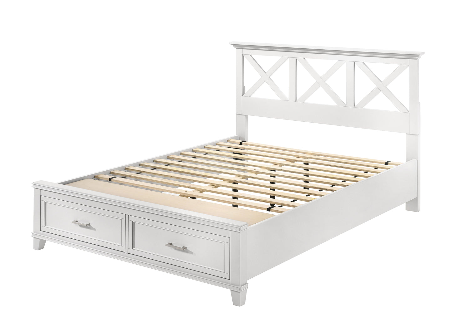 Queen X Storage Bed - White