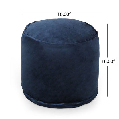 Shimon - Cylinder Pouf Ottoman Floor Cushion Cobalt - Blue