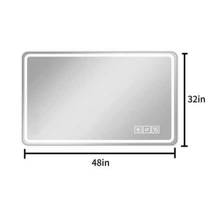 Bathroom Mirror With LED Lights Front And Backlit, Anti-Fog Lighted Vanity Mirrors For Wall Mounted And 5 Level Dimmable, Horizontal / Vertical - Clear