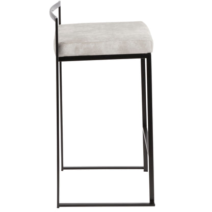 Fuji - Contemporary Stackable Counter Stool (Set of 2) - Black / Light Gray
