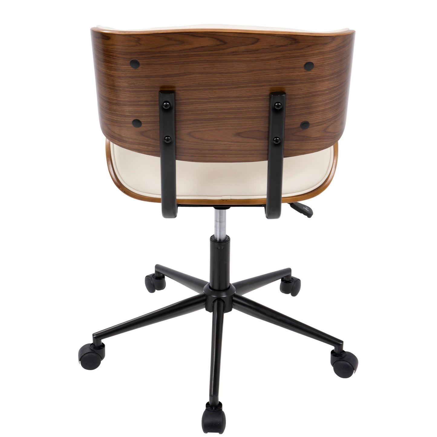 Lombardi - Mid-Century Modern Adjustable Office Chair With Swivel - Walnut / Cream