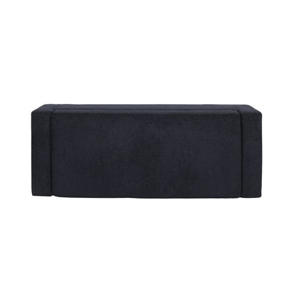 Textured Fabric Ottoman Bench With Hinged Lid - Dark Blue