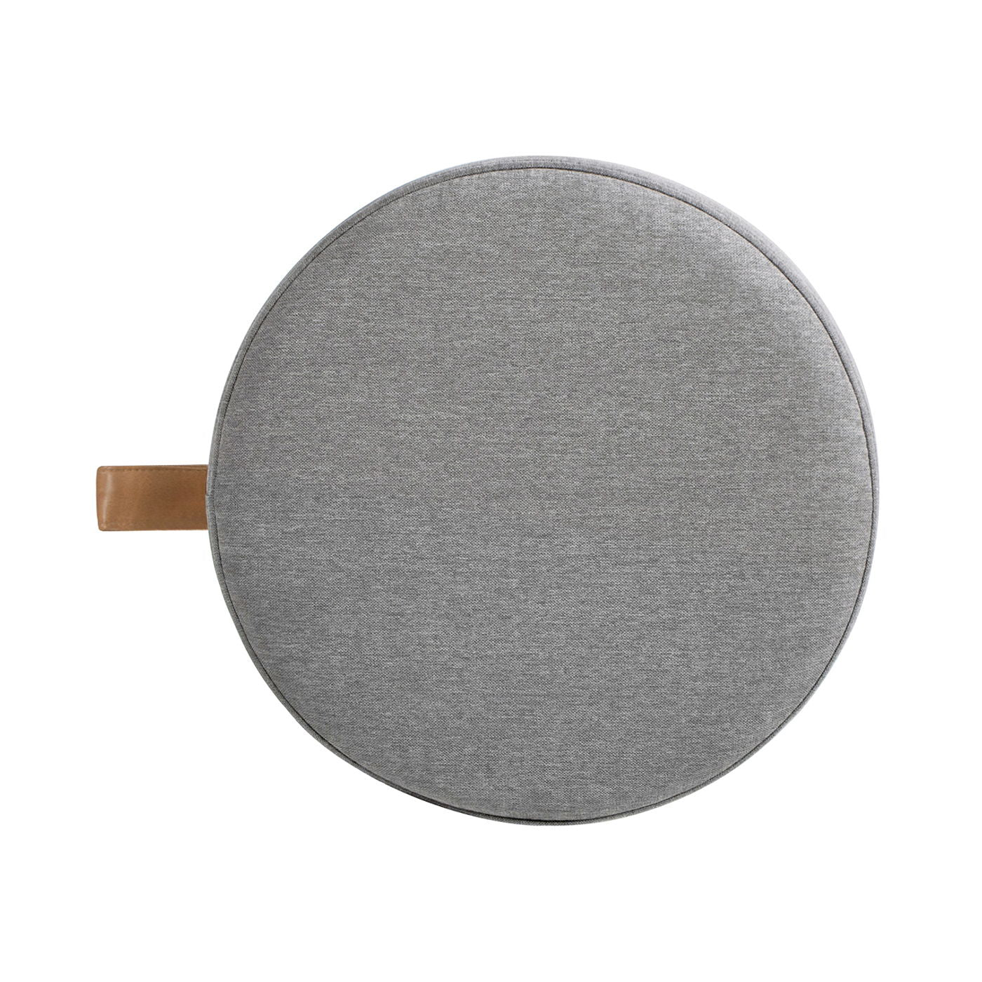 Brandy - Round Upholstered Storage Ottoman With Leather Accent - Gray