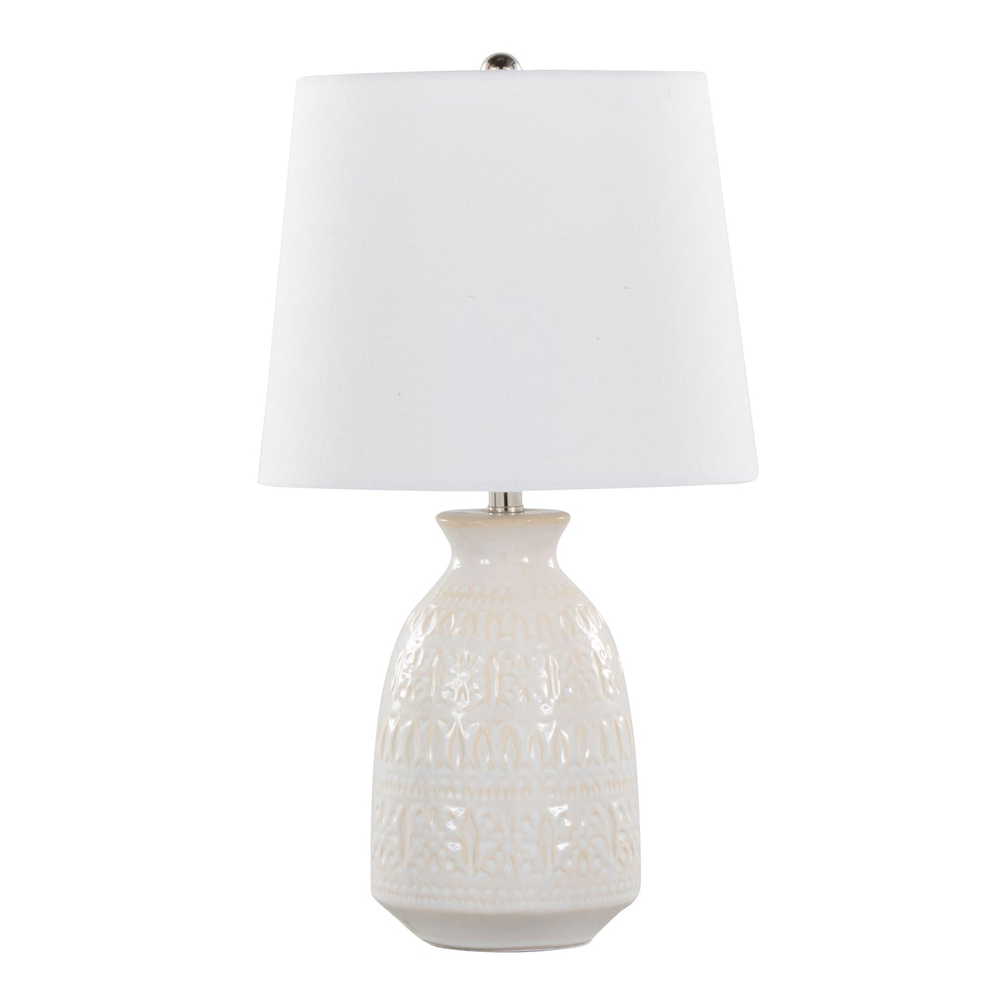 Claudia - Contemporary Lamp (Set of 2) - Off White / Polished Nickel / White