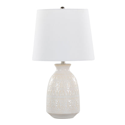 Claudia - Contemporary Lamp (Set of 2) - Off White / Polished Nickel / White