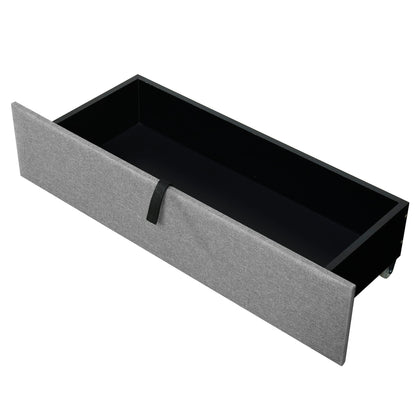 Full Size Upholstered Platform Bed With Storage Headboard, Twin Size Trundle & 2 Drawers And A Set Of Sockets & USB Ports - Gray