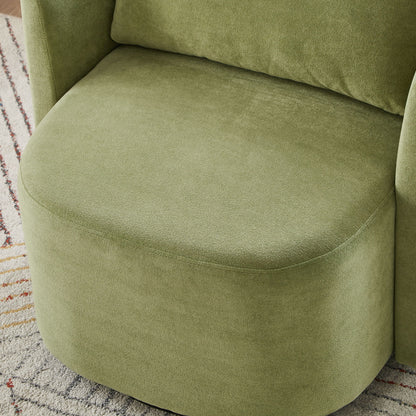 360ÔøΩÔøΩ Swivel Chair, Accent Barrel Armchair, Upholstered With Curved Design - Green