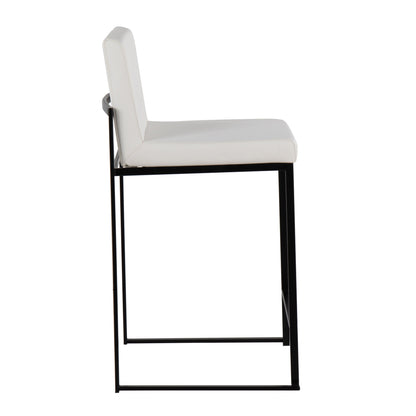 Fuji - Contemporary High Back Counter Stool (Set of 3) - Black / White