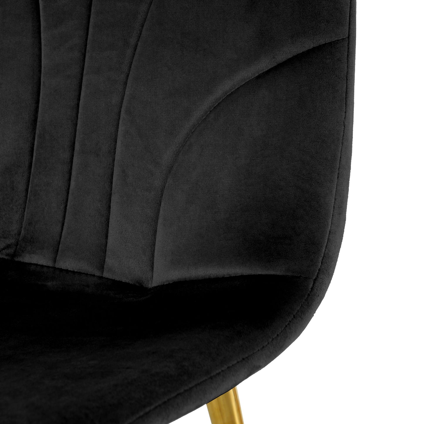 Modern Light Luxury Dining Chair With Gold Metal Legs (Set of 4) - Black