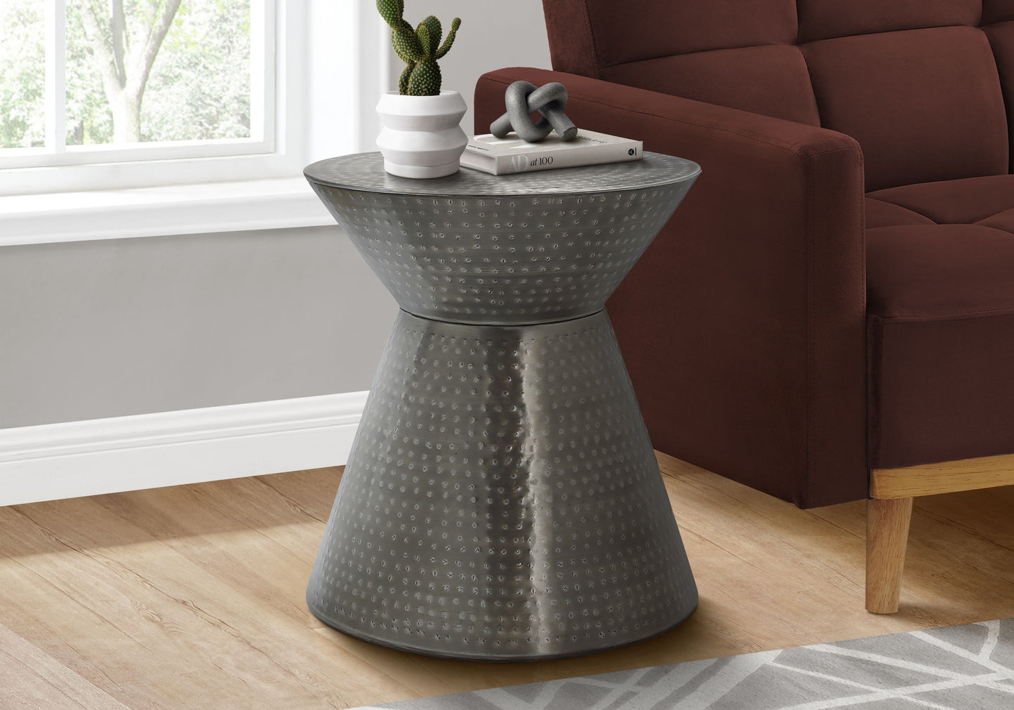 Drum Accent Side Table, Contemporary & Modern - Silver
