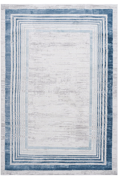 Marfi - 5' X 7' Bordered Area Rug - Blue / Ivory