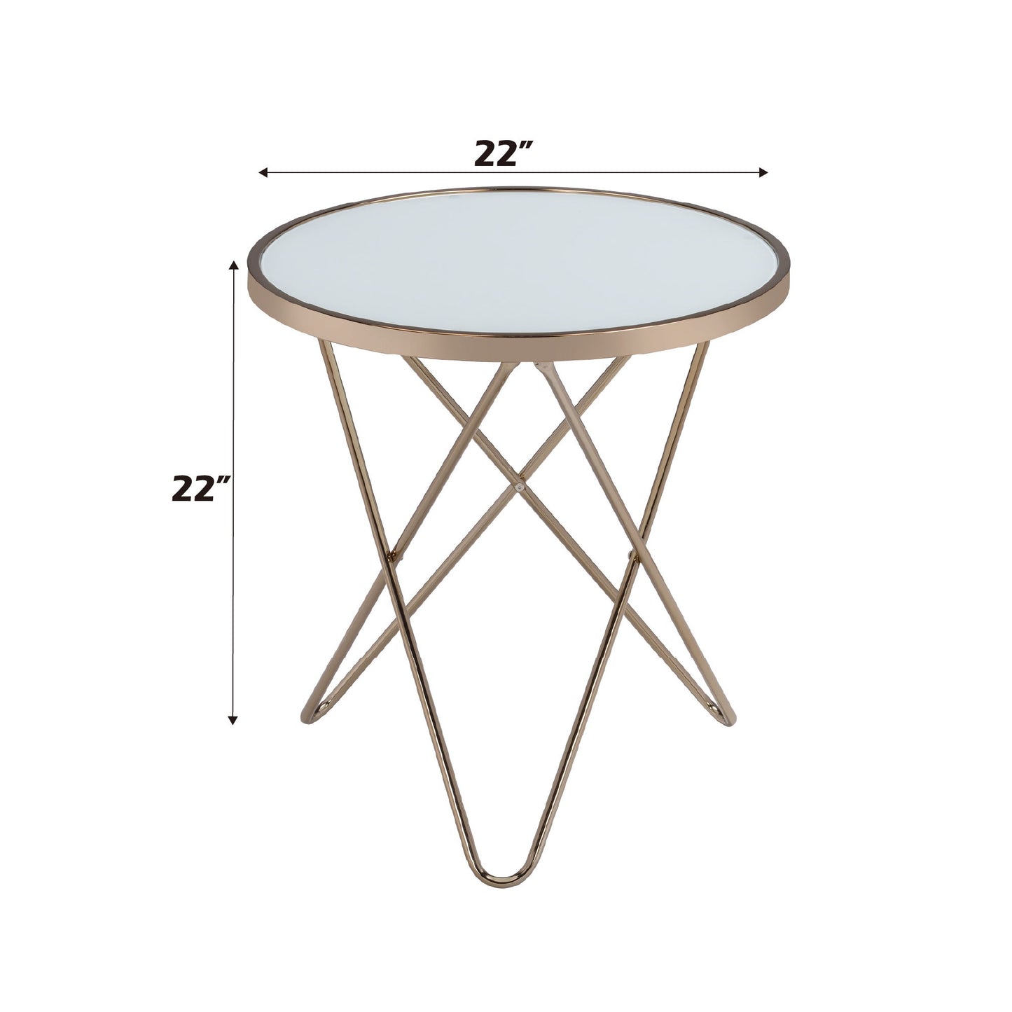 Valora - Glass Top End Table - Champagne