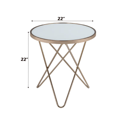Valora - Glass Top End Table - Champagne
