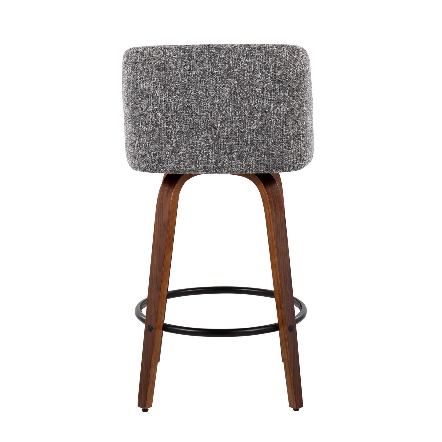 Toriano - Mid-Century Modern Fixed-Height Counter Stool With Round Footrest (Set of 2) - Walnut / Gray