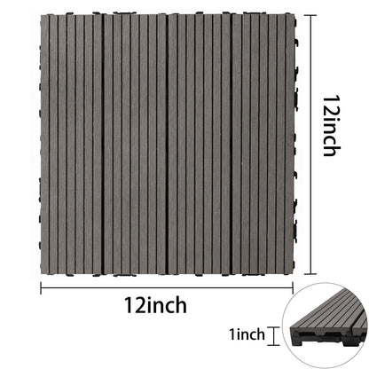 Wood Plastic Composite Deck Tiles (Set of 20), Sustainable Composite Decking Resist Rust, Water, Weather, Easy To Diy & Maintain, Ideal For Patios, Balconies, Rooftops - Light Gray