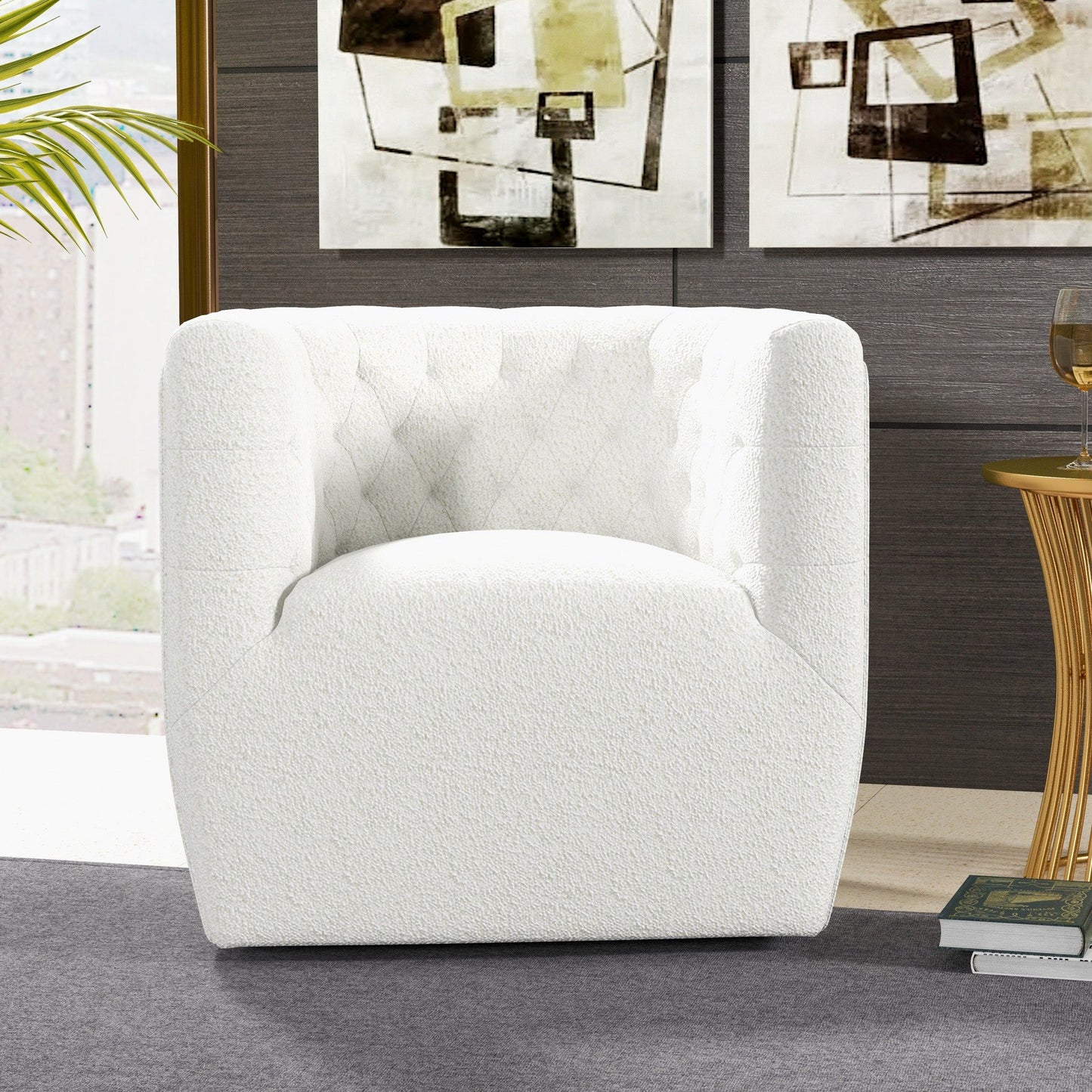 Delaney - Swivel Chair - Fabric - Beige