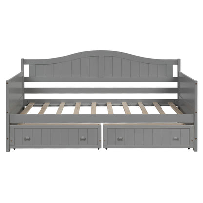 Twin Daybed With 2 Drawers, Sofa Bed For Bedroom Living Room, No Box Spring Needed - Gray