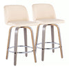 Toriano - Contemporary Fixed Height Counter Stool With Swivel With Round Footrest (Set of 2) - Light Gray / Cream