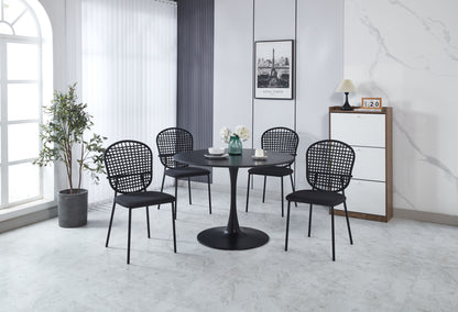 Sennit Chair, Dining Chair, Coffee Chair (Set of 4)- Black