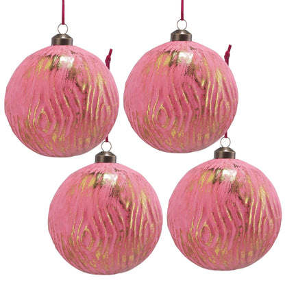 Christmas Ball Ornaments, Glass Decorative Hanging Ball Christmas Tree Ornaments For Holiday Party Decorations (Set of 4) - Red