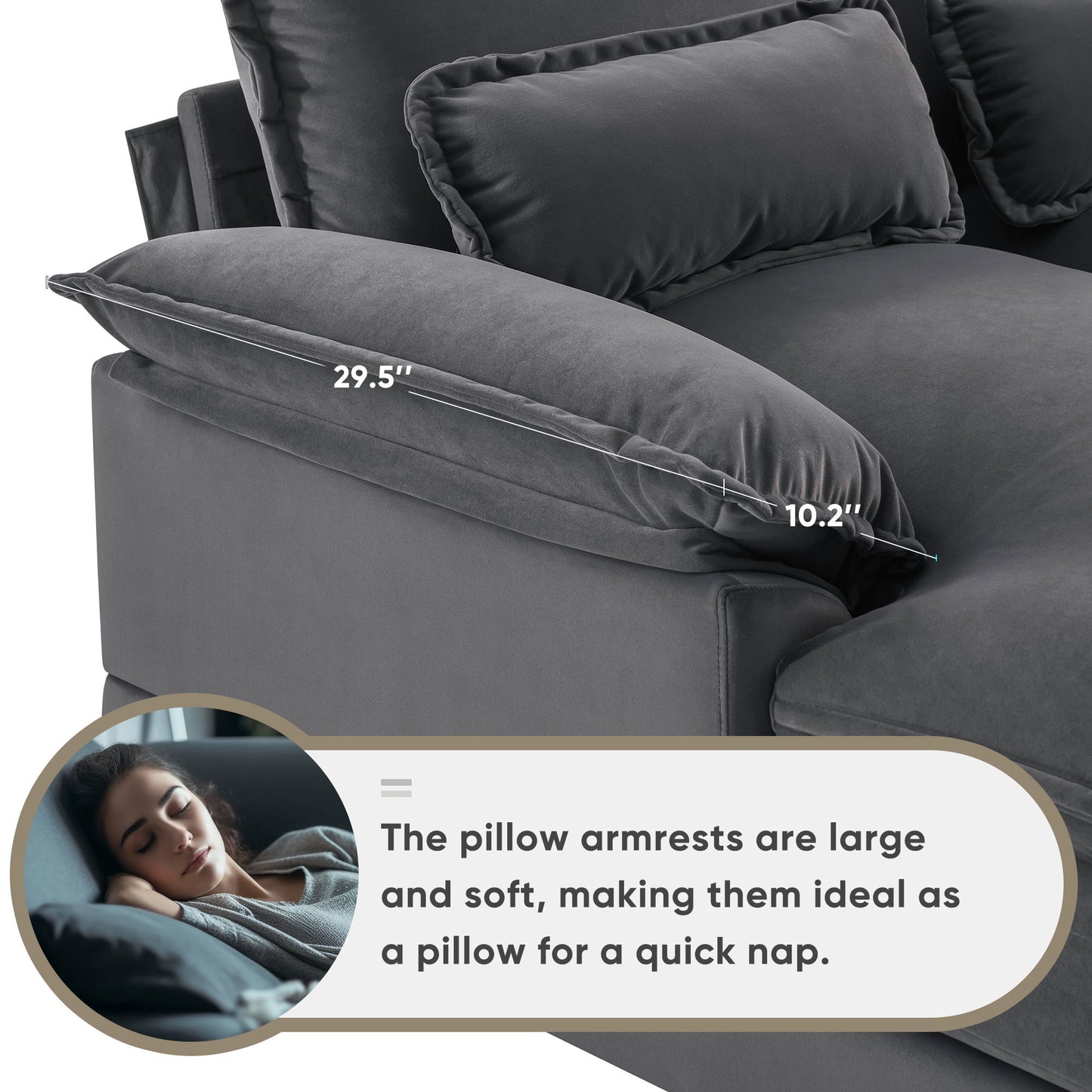 Modern U Shaped Sofa With Console, Cupholders And USB Ports, 6 Seat Upholstered Symmetrical Indoor Furniture, Sleeper Couch Set With Chaise - Gray