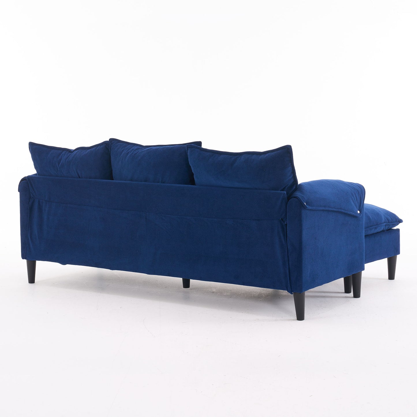 Convertible Combination Sofa, Sofa L Shaped, Sofa With Footstools With Storage Sofa For Living Room, Living Room 3 Seater Combination Sofa - Blue