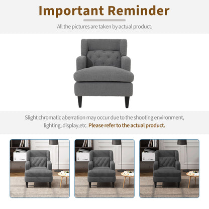 Upholstered Accent Chair Tufted Armchair For Living Room - Dark Gray